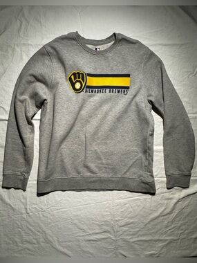 Milwaukee Brewers Authentic MLB Graphic Fleece Pullover Sweatshirt Size Large